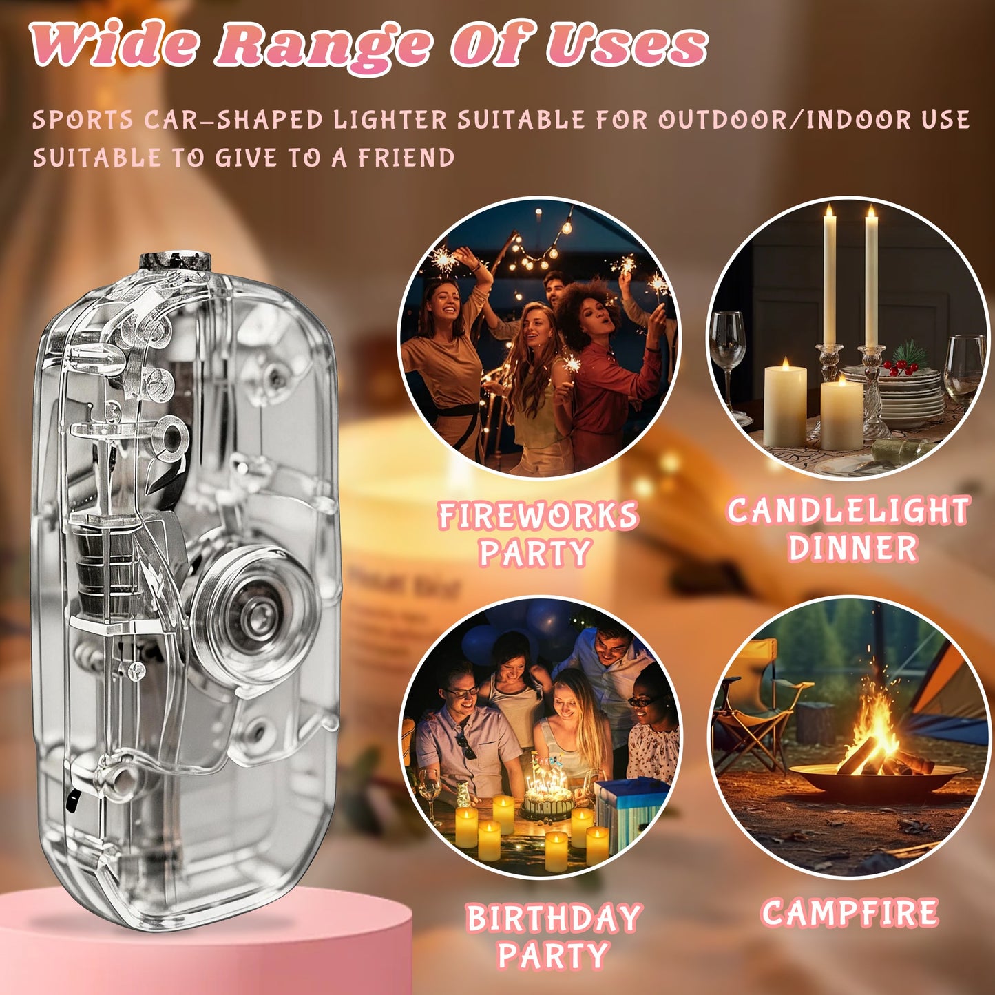Transparent Decompression Windproof Lighter with DIY Stickers&Gift Box(No Gas)