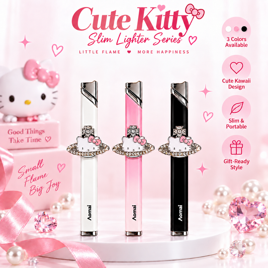 Cute Lipstick Lighter: Windproof, Metal, Adjustable Flame[Refill Butane Needed]