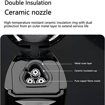 4-in-1 Cigar Torch Lighter Set with V Cutter, Punch and Holder, Windproof Triple Jet Refillable Butane Lighter Kit with Present Box, Adjustable Flame (Gas Not Included)