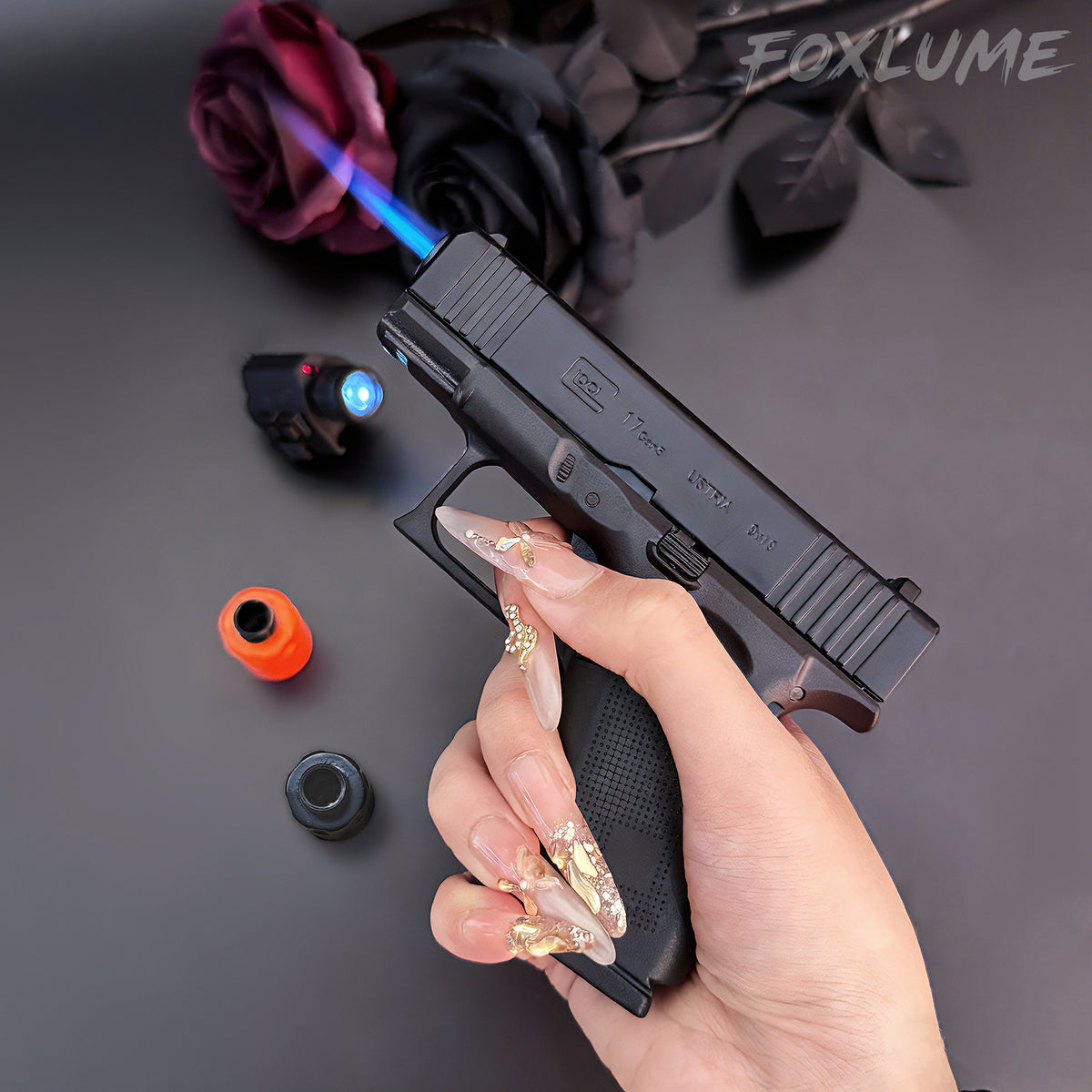 FoxLume Glock 17 - Shaped Windproof Metal Lighter | Dual Flame | Refillable Butane Lighter（Without Fuel）