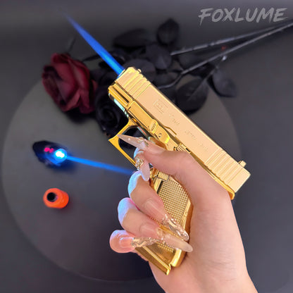 FoxLume Glock 17 - Shaped Windproof Metal Lighter | Dual Flame | Refillable Butane Lighter（Without Fuel）