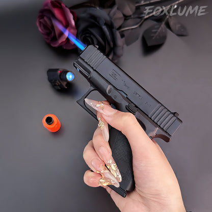 FoxLume Glock 17 - Shaped Windproof Metal Lighter | Dual Flame | Refillable Butane Lighter（Without Fuel）