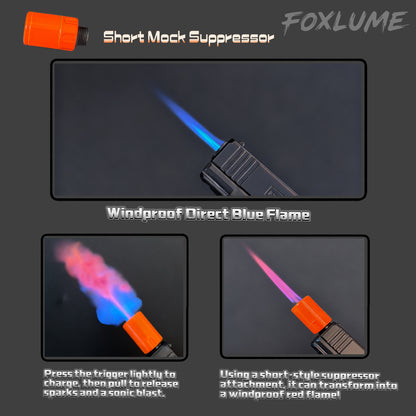 FoxLume Glock 17 - Shaped Windproof Metal Lighter | Dual Flame | Refillable Butane Lighter（Without Fuel）