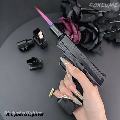 Cool Windproof Metal Lighter | Butane Not Included | Refillable Adjustable | Two Color Flames | Cool Lighter | Cool Gift for Men,BoyFriend, Father|Father's Day