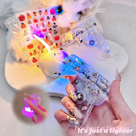 Creative Transparent Gyro Lighters with DIY Stickers Windproof Ignition