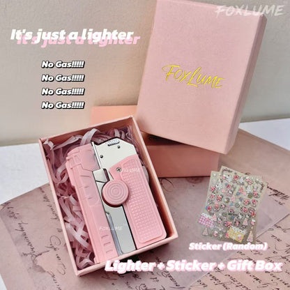 Elegant Fidget Lighter:-Foldable Windproof Flame with Gyroscope for Stress Relief