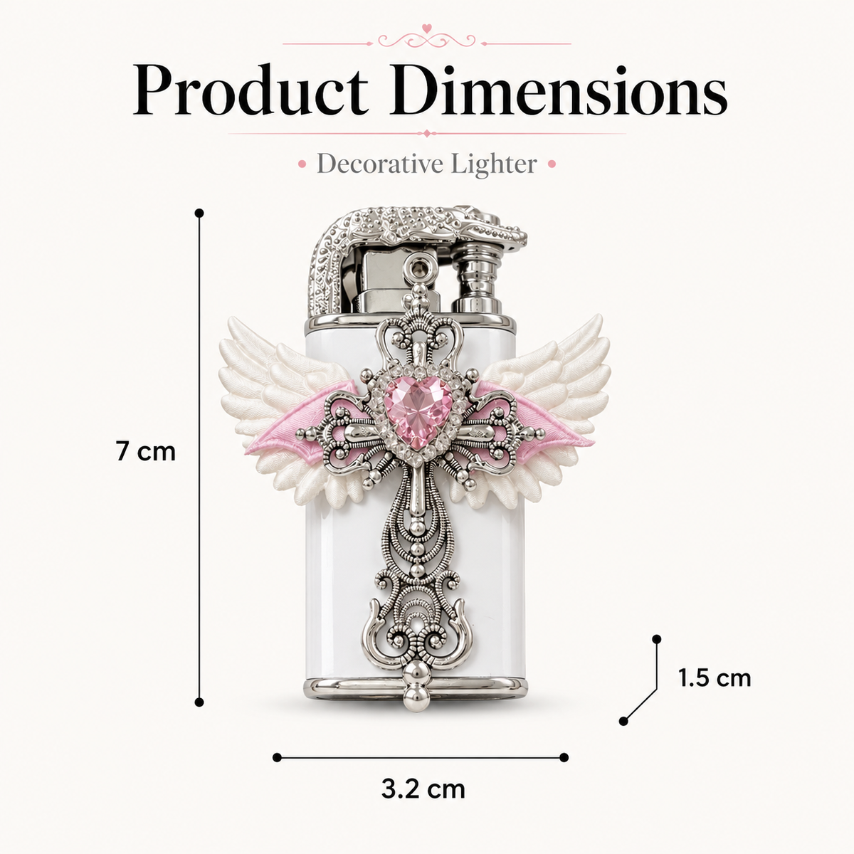 Cute&Elegant style Bow Dual-Flame Lighter with Rhinestone Accent, Decorative Metal Pocket Lighter, Pink & White,Black( No Fuel Included)