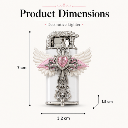 Cute&Elegant style Bow Dual-Flame Lighter with Rhinestone Accent, Decorative Metal Pocket Lighter, Pink & White,Black( No Fuel Included)