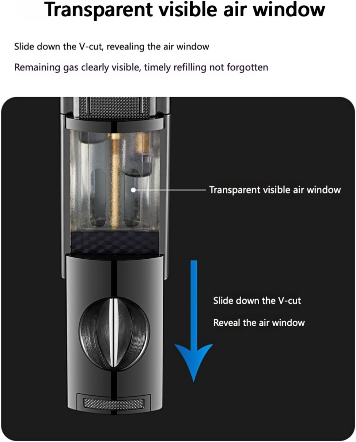 4-in-1 Cigar Torch Lighter Set with V Cutter, Punch and Holder, Windproof Triple Jet Refillable Butane Lighter Kit with Present Box, Adjustable Flame (Gas Not Included)