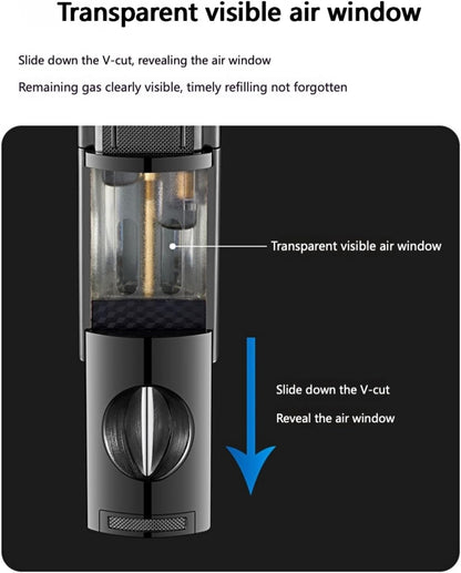 4-in-1 Cigar Torch Lighter Set with V Cutter, Punch and Holder, Windproof Triple Jet Refillable Butane Lighter Kit with Present Box, Adjustable Flame (Gas Not Included)