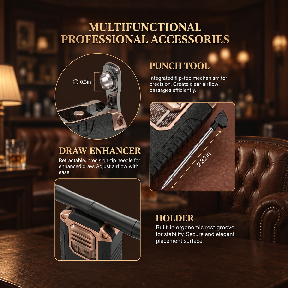 Foxlume | 5-in-1 Triple-Jet Cigar Torch Lighter & EDC Pocket Tool