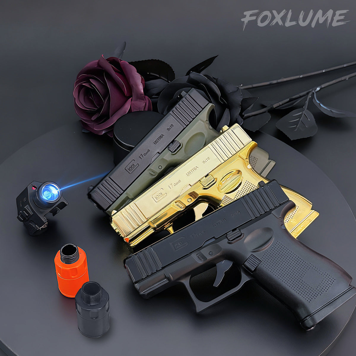 FoxLume Glock 17 - Shaped Windproof Metal Lighter | Dual Flame | Refillable Butane Lighter（Without Fuel）