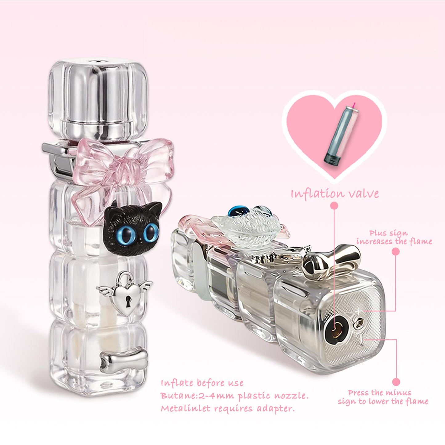 Foxlume Cute Cat Windproof Lighter-With Pink Gift Box[Without Gas]
