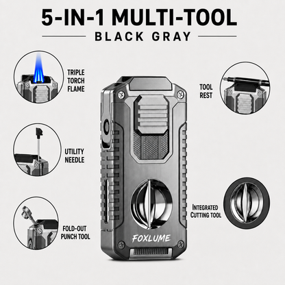 Foxlume | 5-in-1 Triple-Jet Cigar Torch Lighter & EDC Pocket Tool
