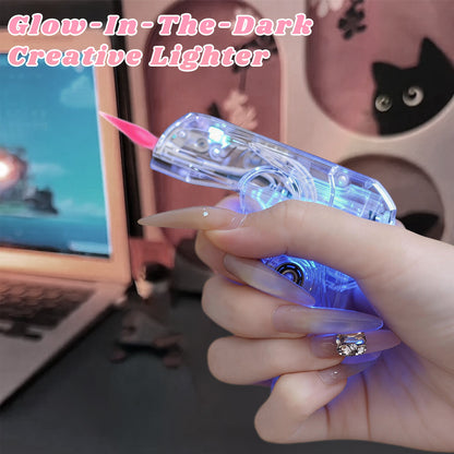 Transparent Decompression Windproof Lighter with DIY Stickers&Gift Box(No Gas)
