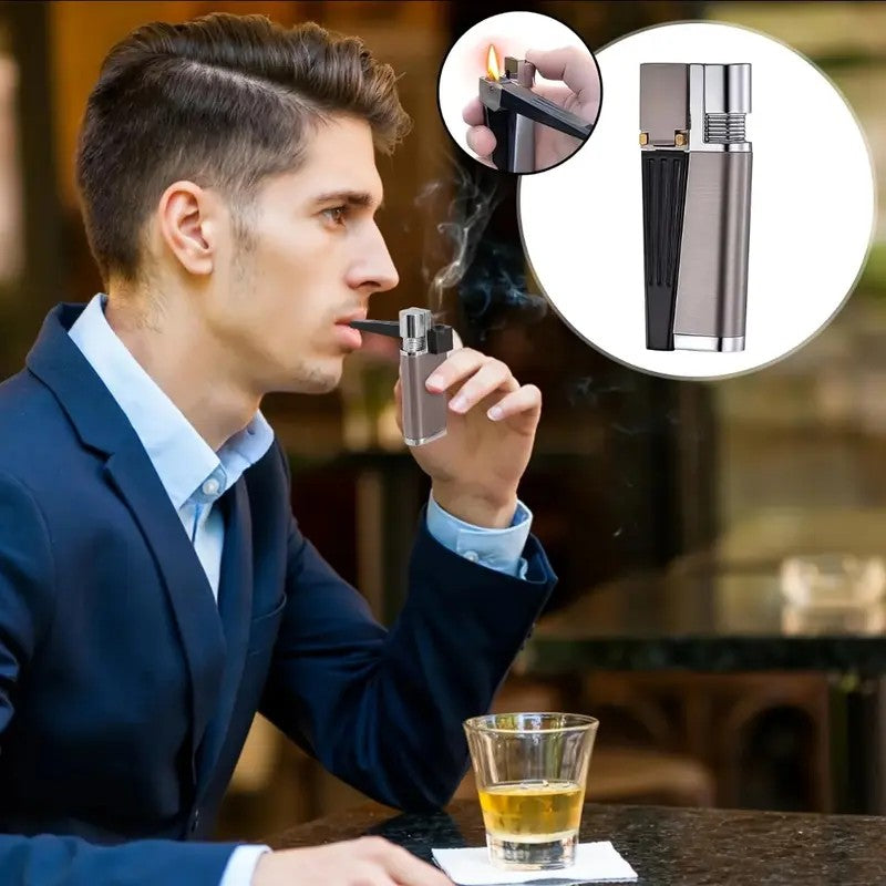 [Foxlume]Windproof 2 in 1  Lighter Refillable Folding with Adjustable Flame .  Refill Hook,  Replacement Filter,Outdoor Adventures.(Not inflated)