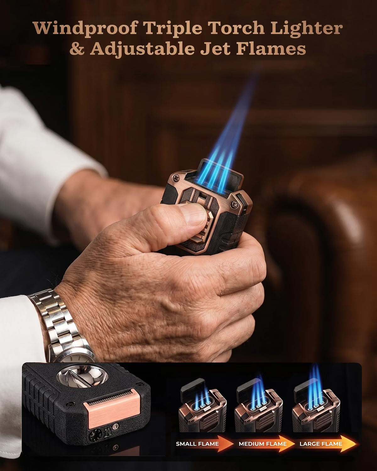 Foxlume | 5-in-1 Triple-Jet Cigar Torch Lighter & EDC Pocket Tool