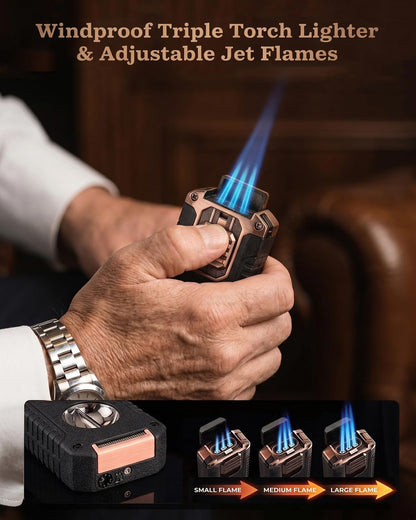 Foxlume | 5-in-1 Triple-Jet Cigar Torch Lighter & EDC Pocket Tool