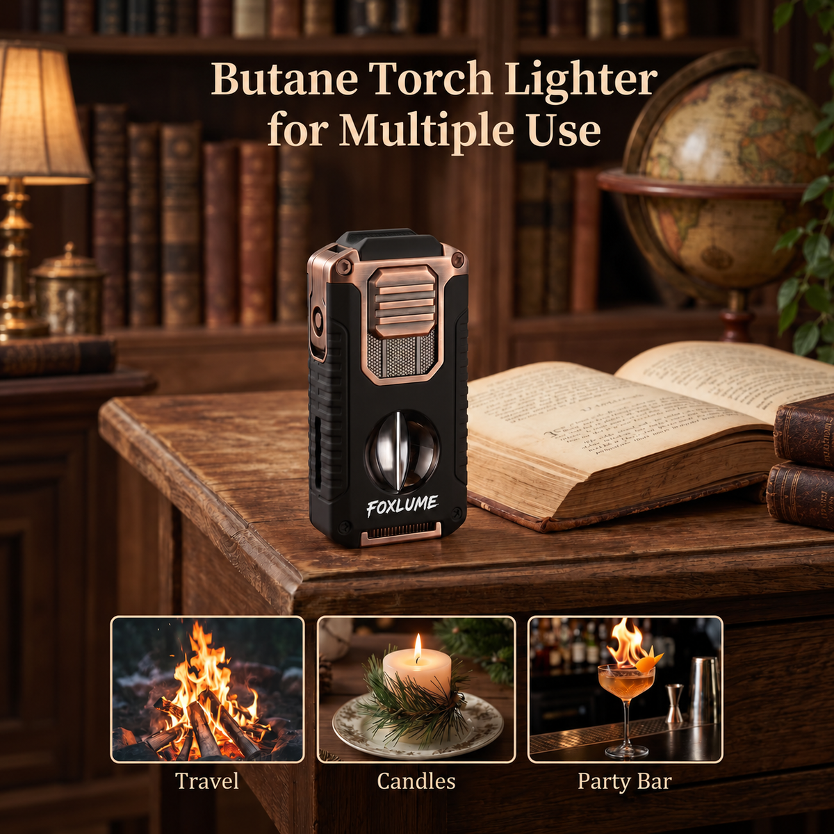 Foxlume | 5-in-1 Triple-Jet Cigar Torch Lighter & EDC Pocket Tool