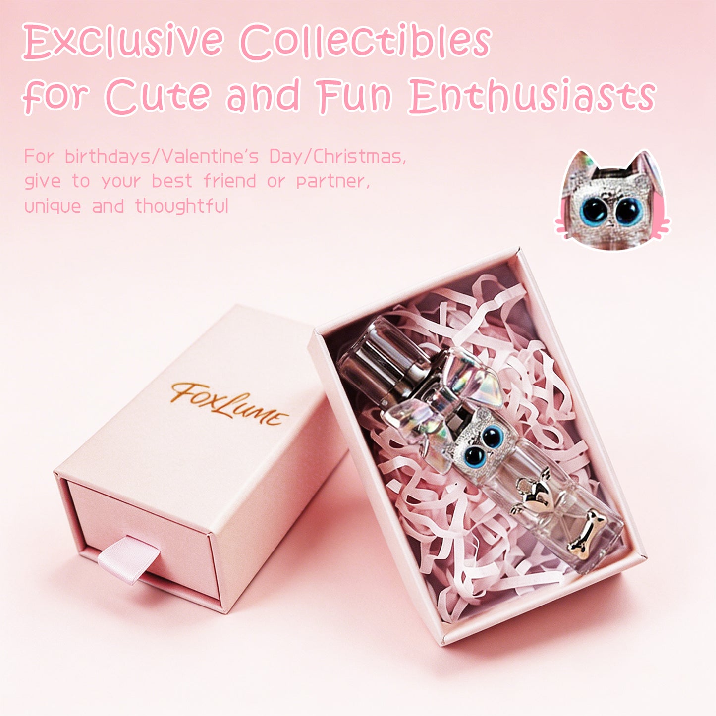 Foxlume Cute Cat Windproof Lighter-With Pink Gift Box[Without Gas]
