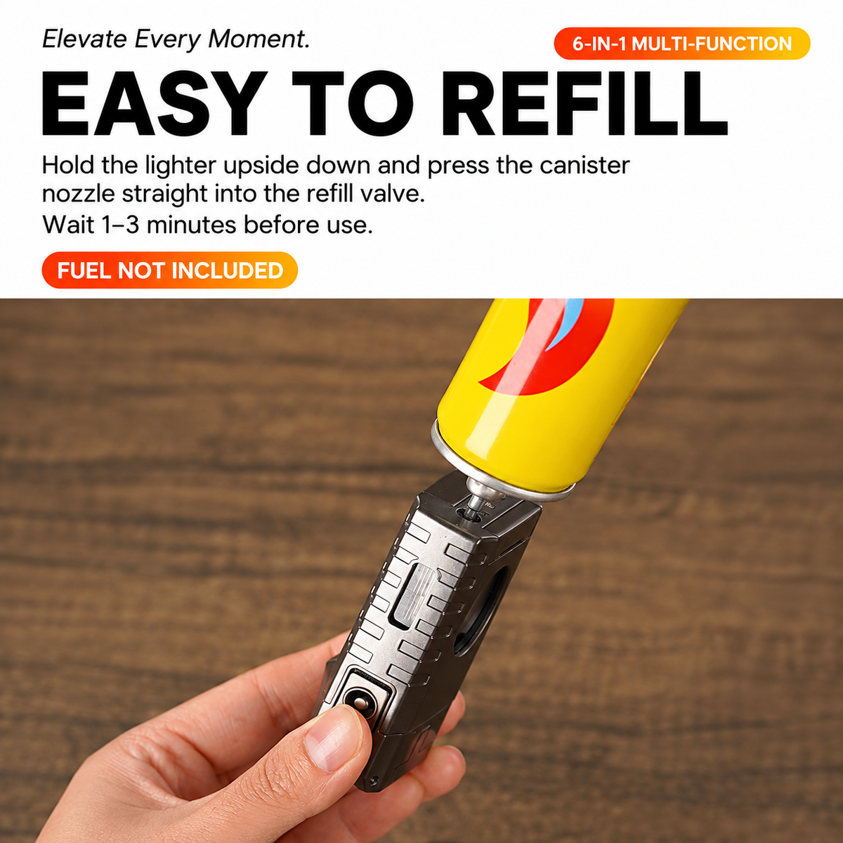 6-in-1 Torch Lighters, Torch Lighter with V & Straight Cutter, Punch, Holder, Draw Enhancer Tool, Triple Windproof Flame, All-in-one Lighter with Multi-Functional Accessory, Refillable Butane Lighters