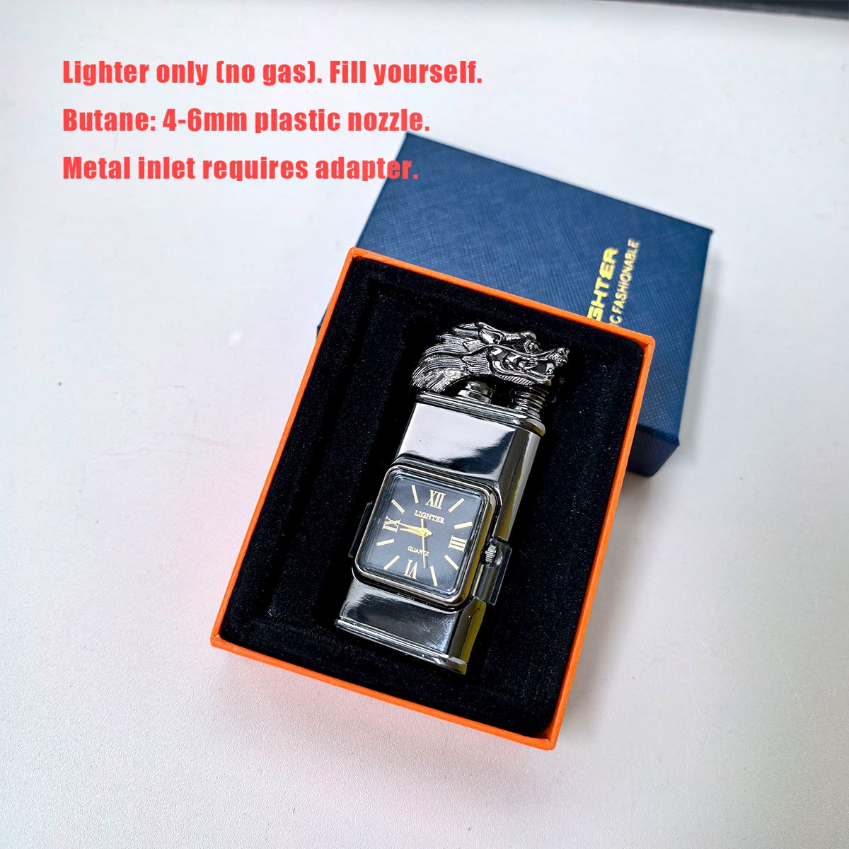 Dual Flame Windproof Lighter | Gun-shaped Head | Dragon-shaped Head