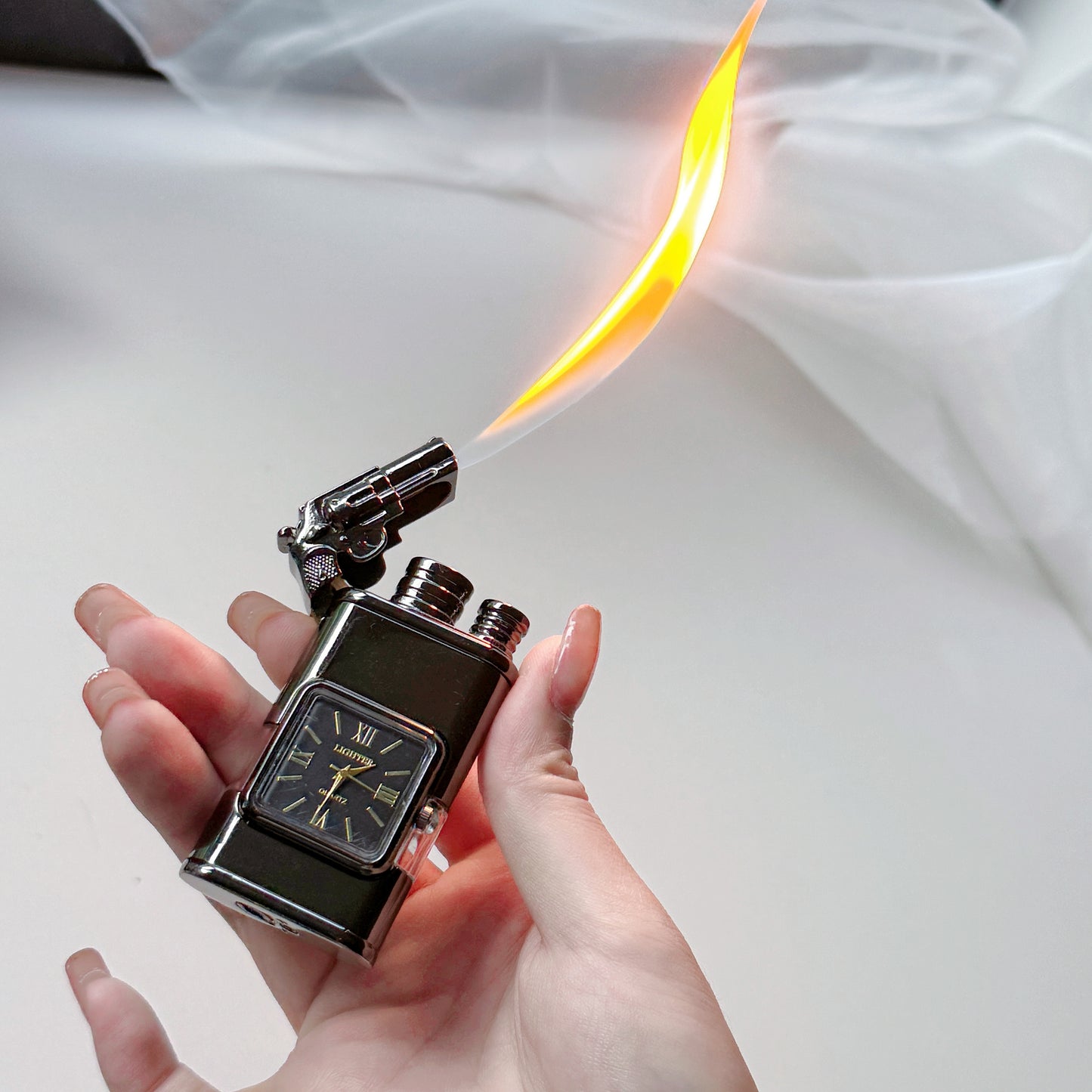 Dual Flame Windproof Lighter | Gun-shaped Head | Dragon-shaped Head