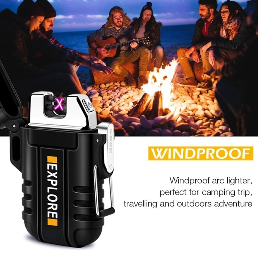LighterFox Waterproof Electric  Dual Arc Lighter, USB Rechargeable Flameless Plasma Lighters