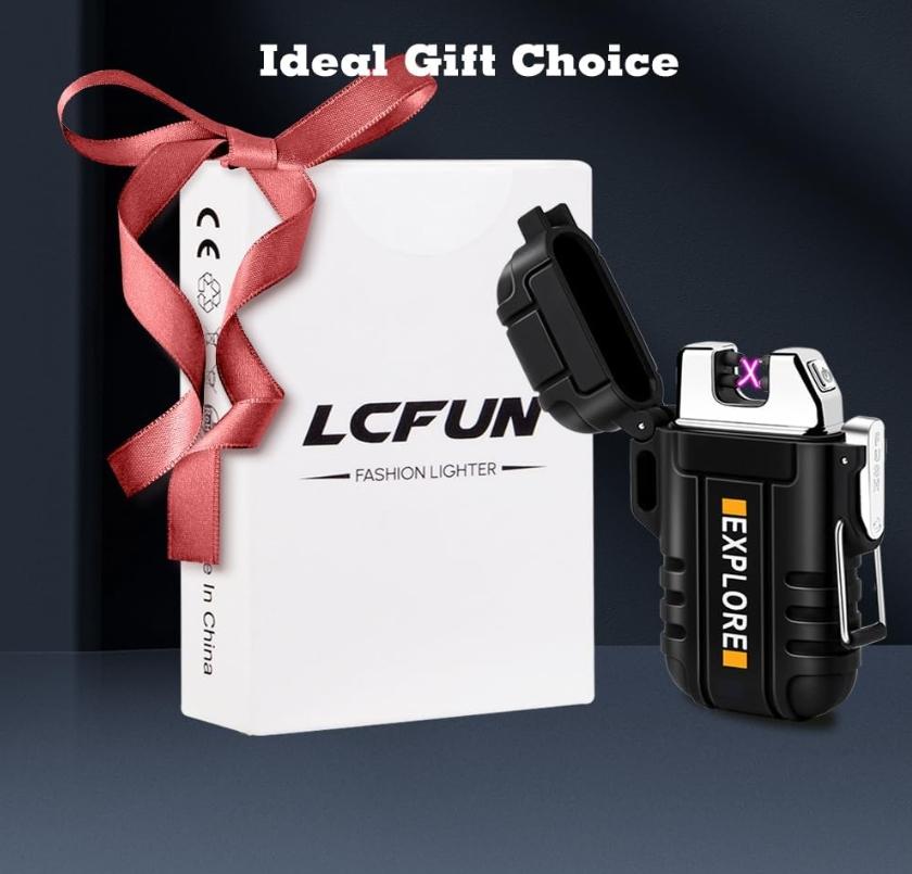 LighterFox Waterproof Electric  Dual Arc Lighter, USB Rechargeable Flameless Plasma Lighters