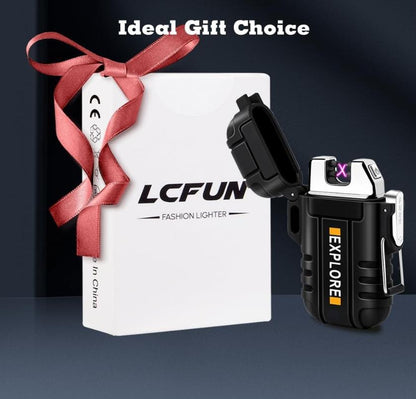 LighterFox Waterproof Electric  Dual Arc Lighter, USB Rechargeable Flameless Plasma Lighters